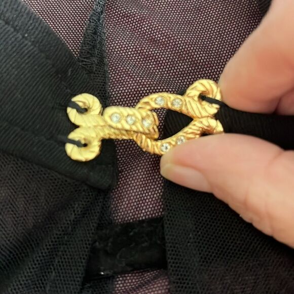 Tower Vintage Jumpsuit Mesh Front and Arm Back Zipper Gold tone Horeshoe Closure - Picture 7 of 12